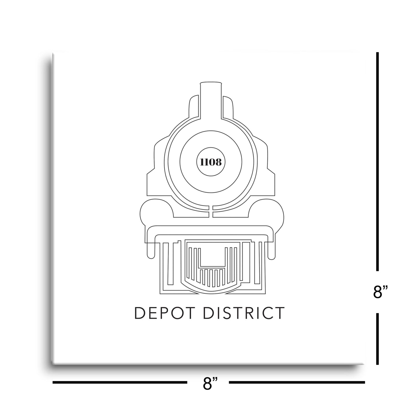 Minimalistic B&W Ardmore Ok Depot District | Hi-Def Glass Art | Eaches | Min 2