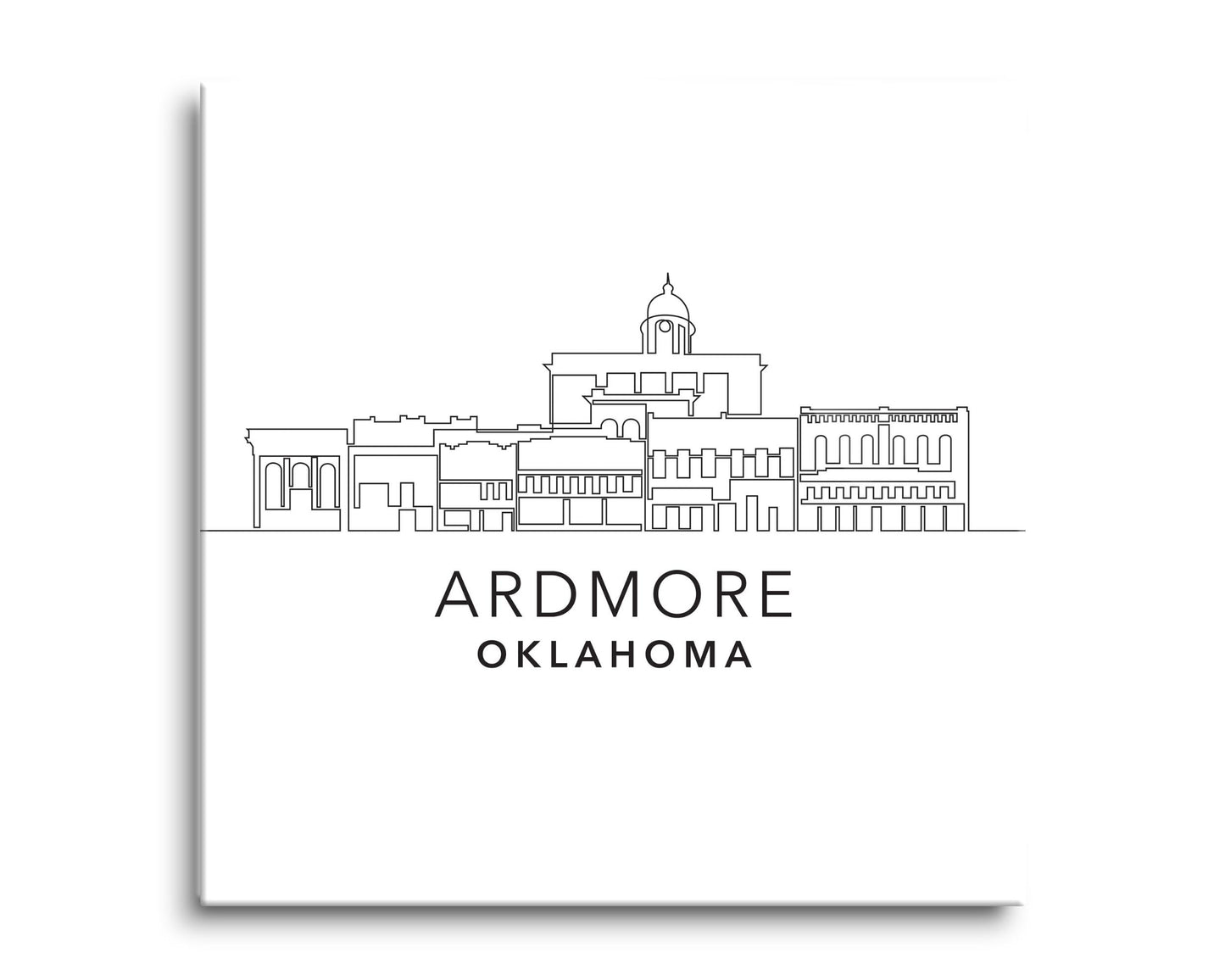 Minimalistic B&W Ardmore Ok Skyline | Hi-Def Glass Art | Eaches | Min 2