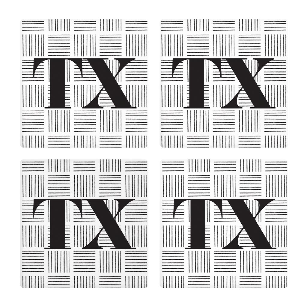 Black and White Abbreviated on White Texas