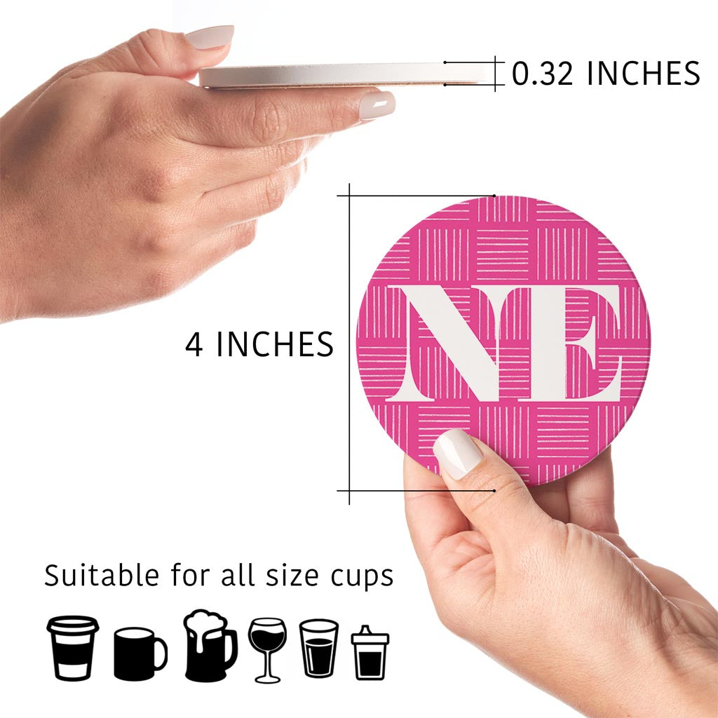 Bright Modern Abbreviated On Pink Nebraska | Absorbent Coasters | Set of 4 | Min 2