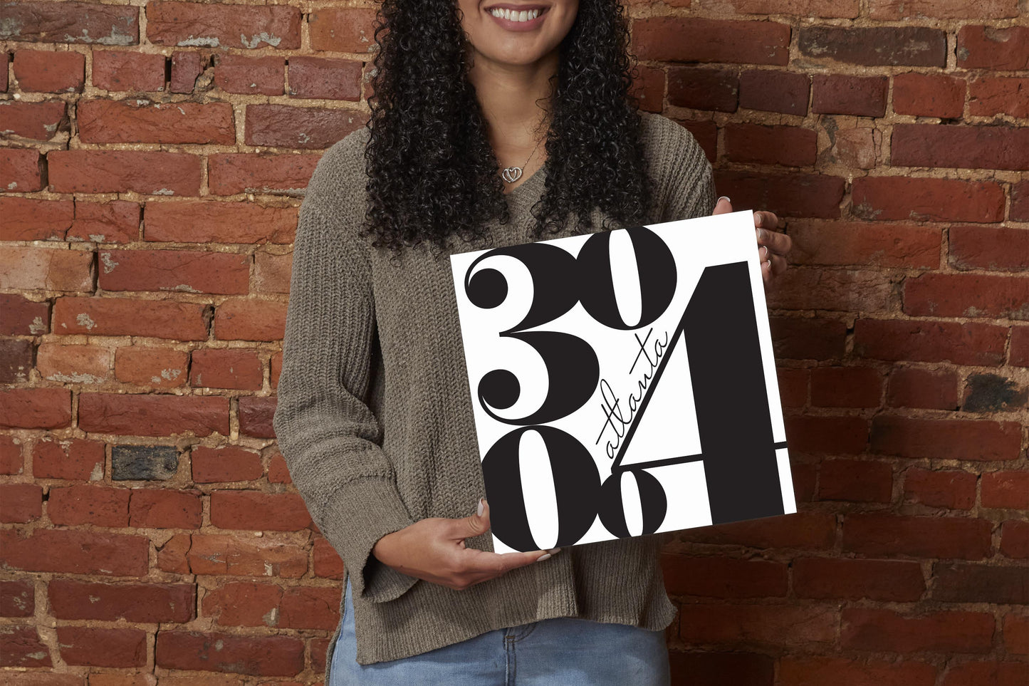 Black And White Zip Block Georgia Atlanta | Wood Sign | Eaches | Min 2