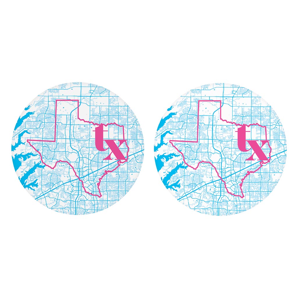 Bright Modern Abbreviated State Map Blue Texas Frisco