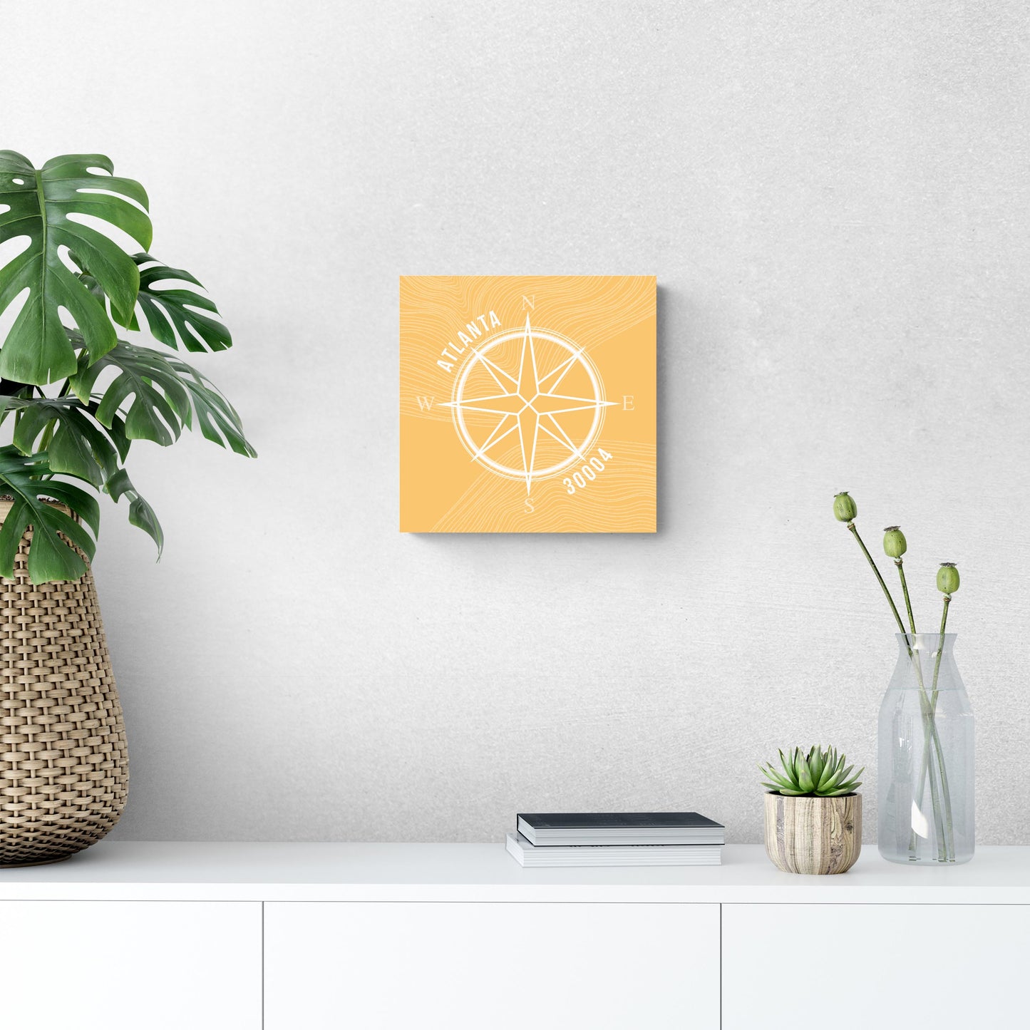 Boho Color Compass Zip On Yellow Georgia Atlanta | Wood Sign | Eaches | Min 2