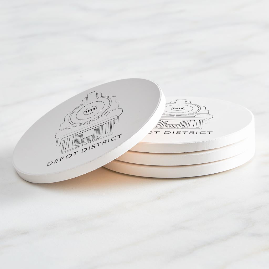 Minimalistic B&W Ardmore Ok Depot District | Absorbent Coasters | Set of 4 | Min 2