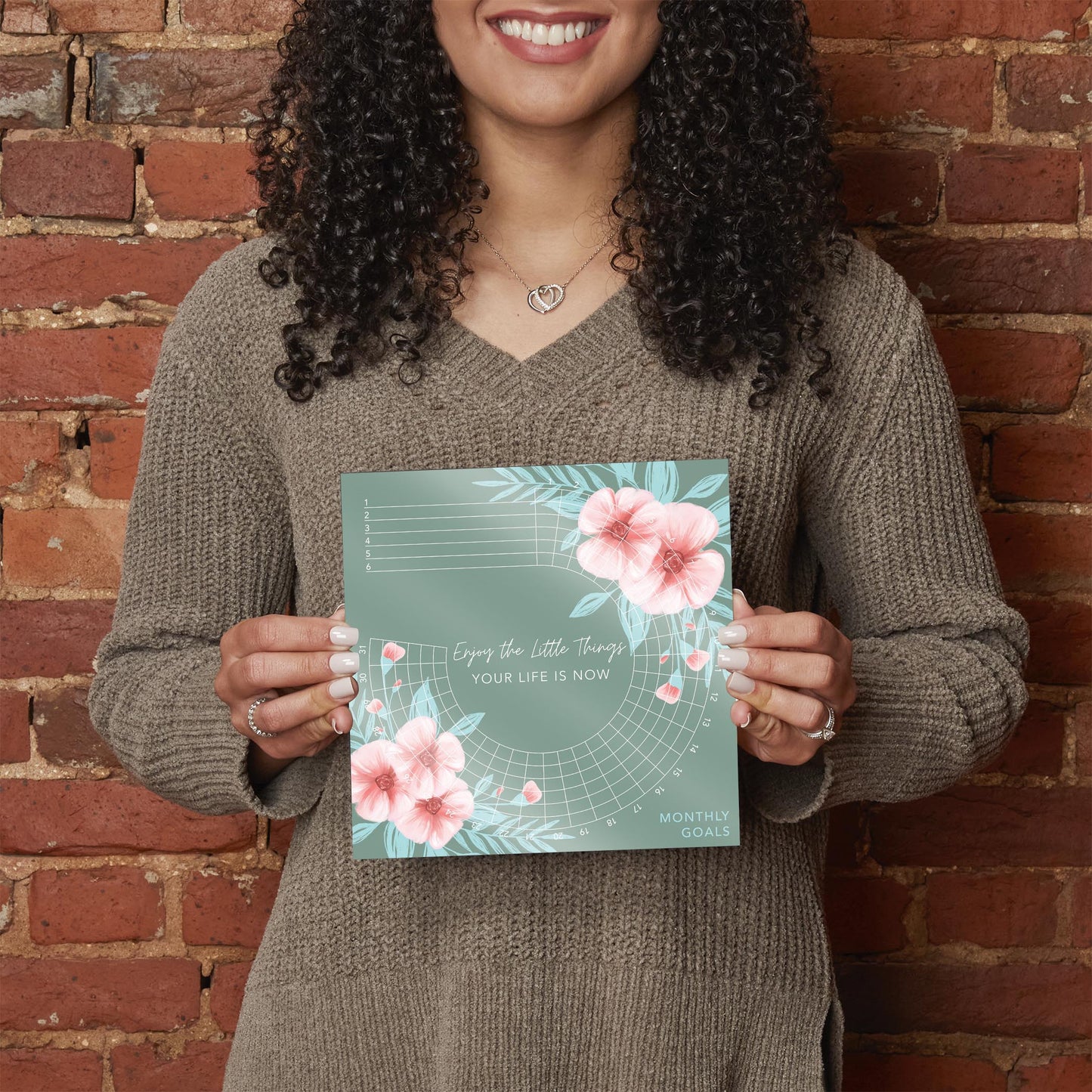 Floral Habit Tracker Enjoy The Little Things | Hi-Def Glass Art | Eaches | Min 2