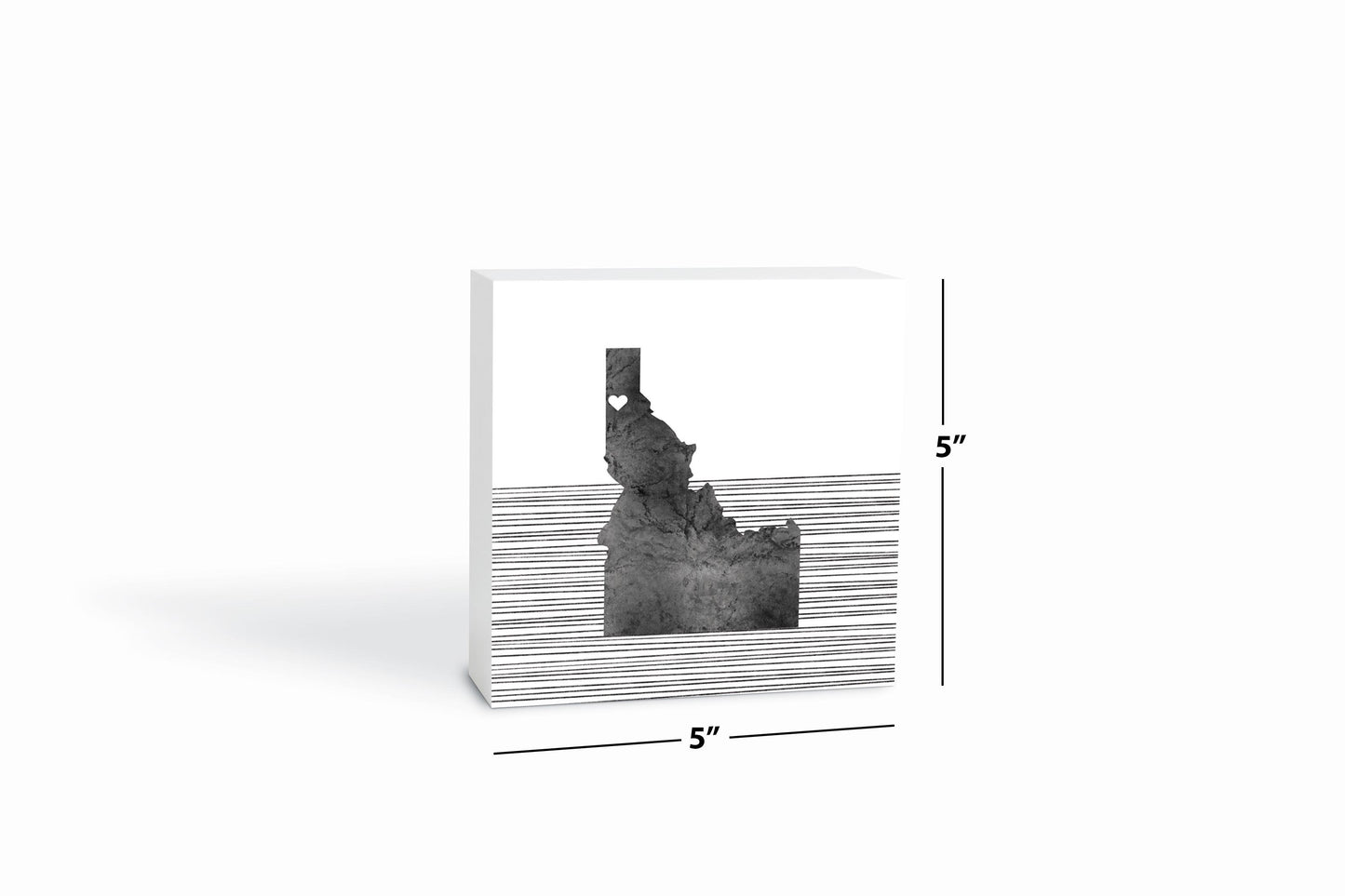 Minimalist B&W Idaho Coeur Dalene Heart Straight Lines | Wood Block | Eaches | Min 4