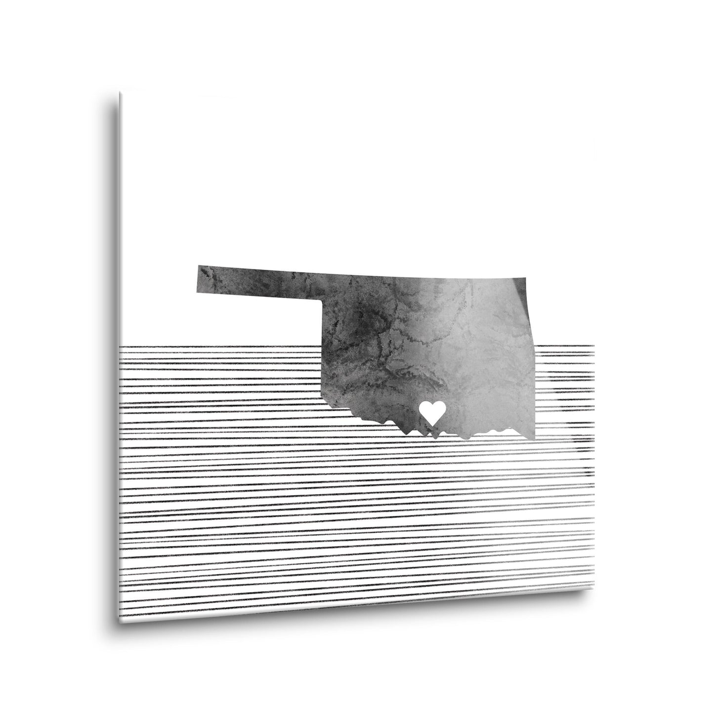 Minimalistic B&W Ardmore Ok Heart Straight State | Hi-Def Glass Art | Eaches | Min 2
