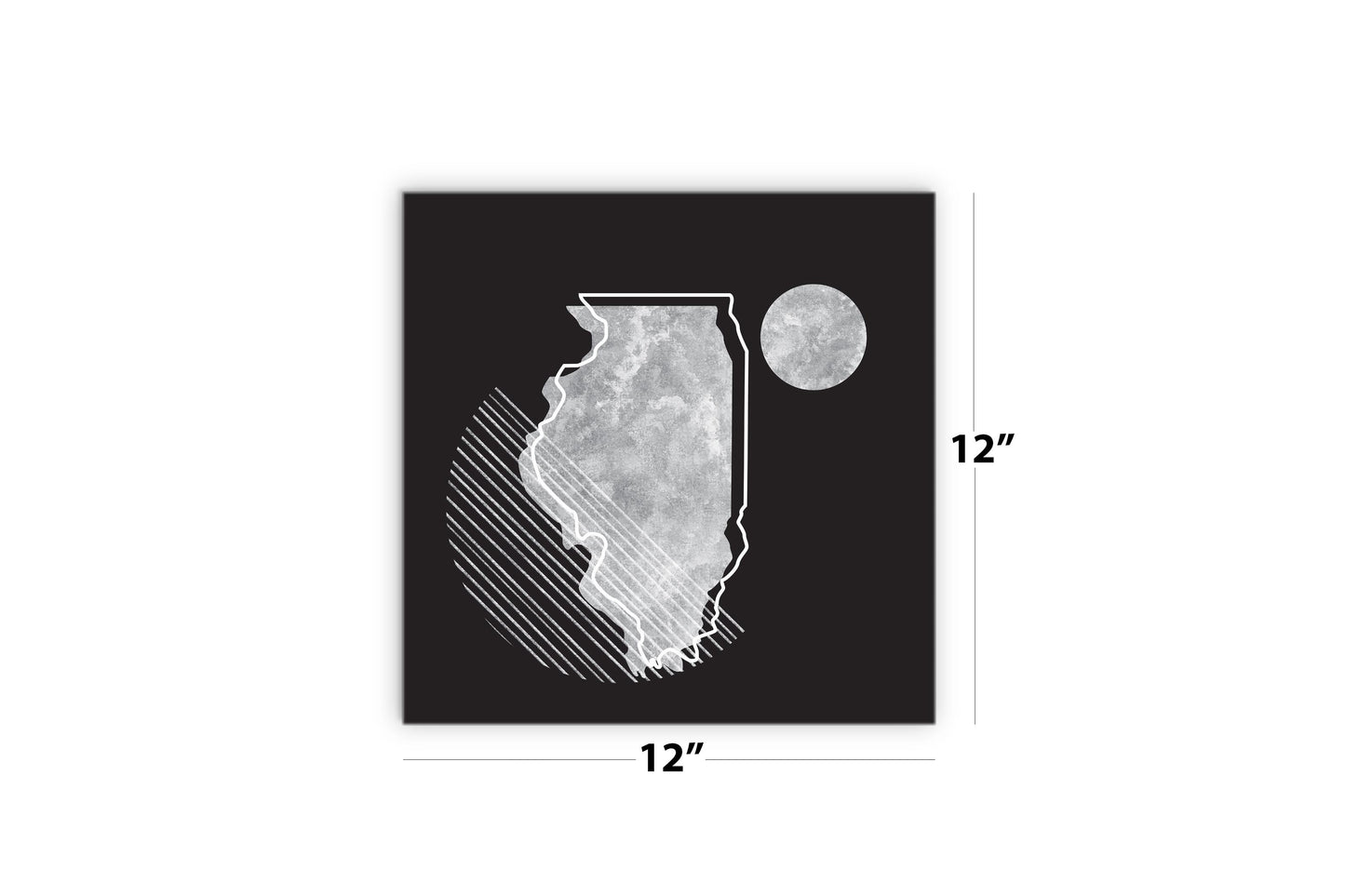 Black And White Geometric On Black Illinois | Wood Sign | Eaches | Min 2