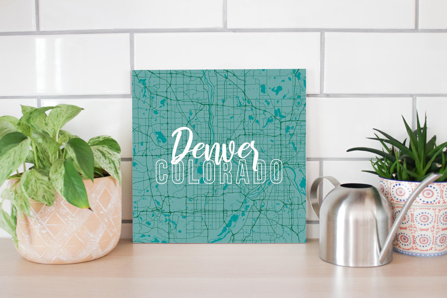 Boho Color Blue Map Colorado Denver | Wood Sign | Eaches | Min 2