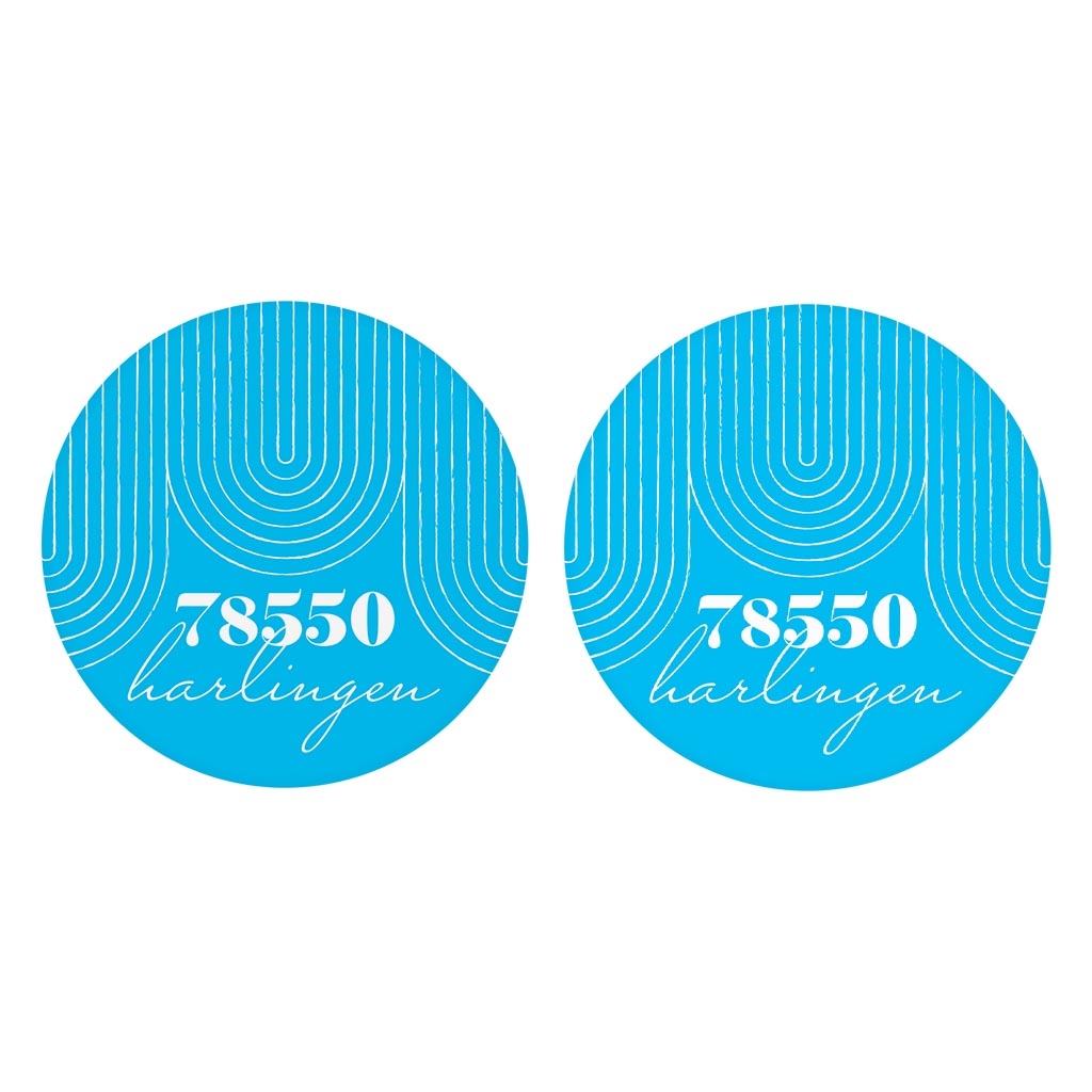 Bright Modern City Zip On Teal Texas Harlingen | Absorbent Car Coasters | Set of 2 | Min 4