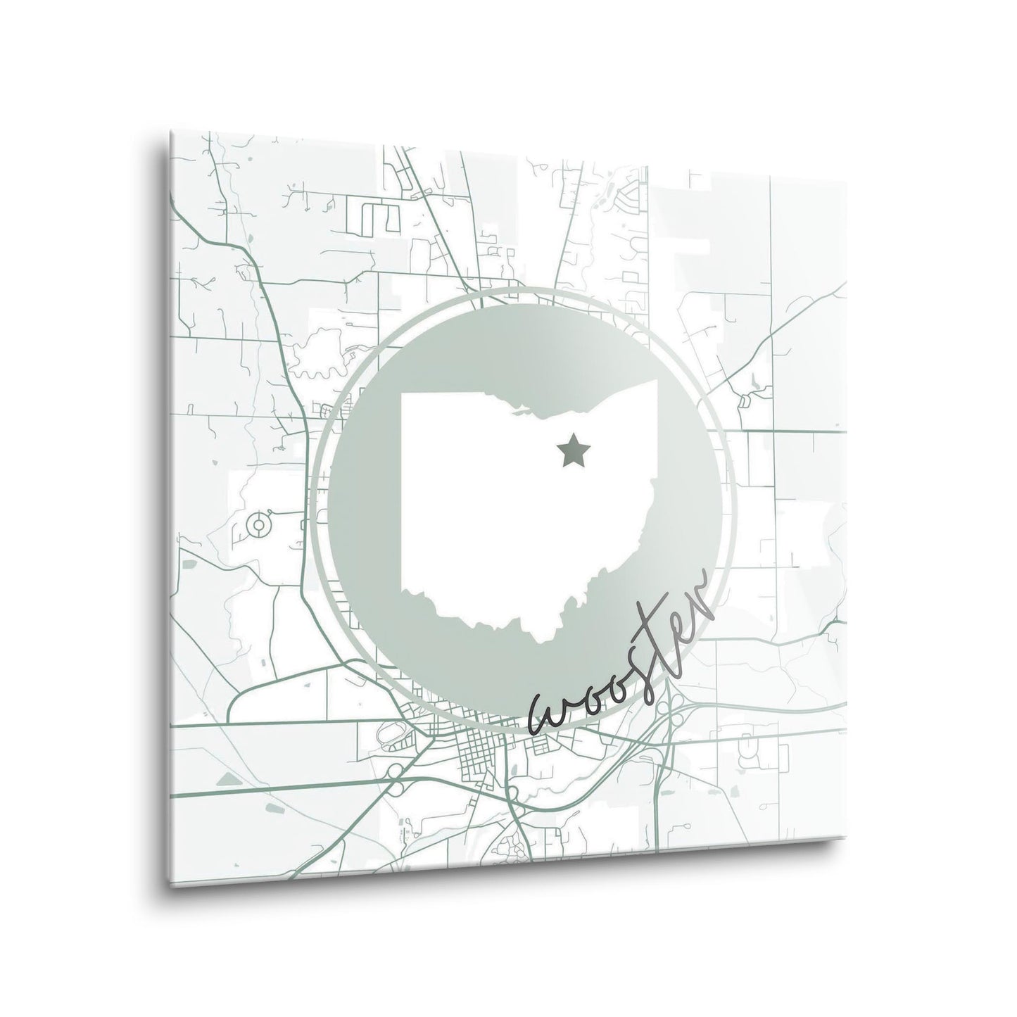 Vintage Groove State Star Map Ohio Wooster | Hi-Def Glass Art | Eaches | Min 1