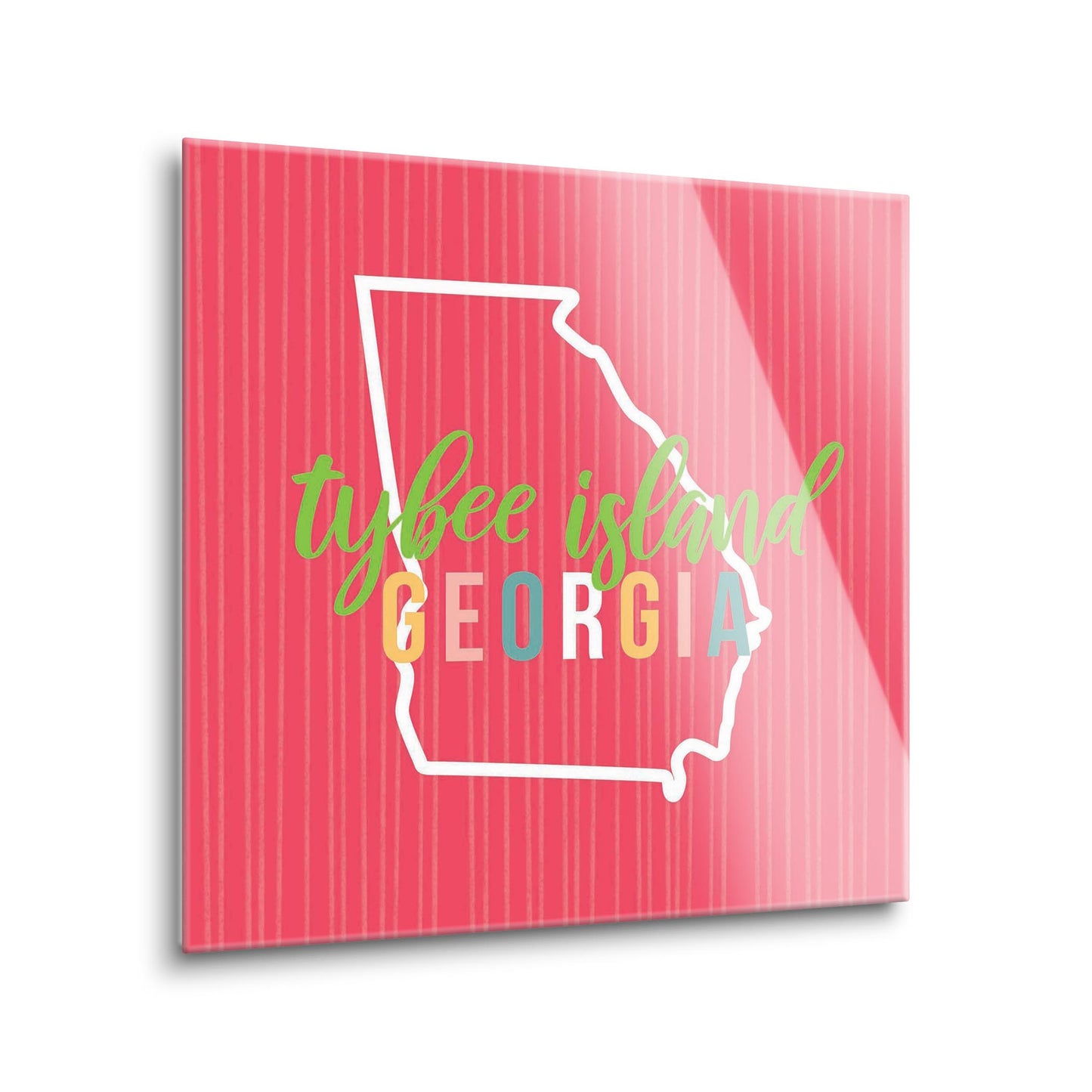 Boho Color State On Pink Georgia Tybee Island | Hi-Def Glass Art | Eaches | Min 1