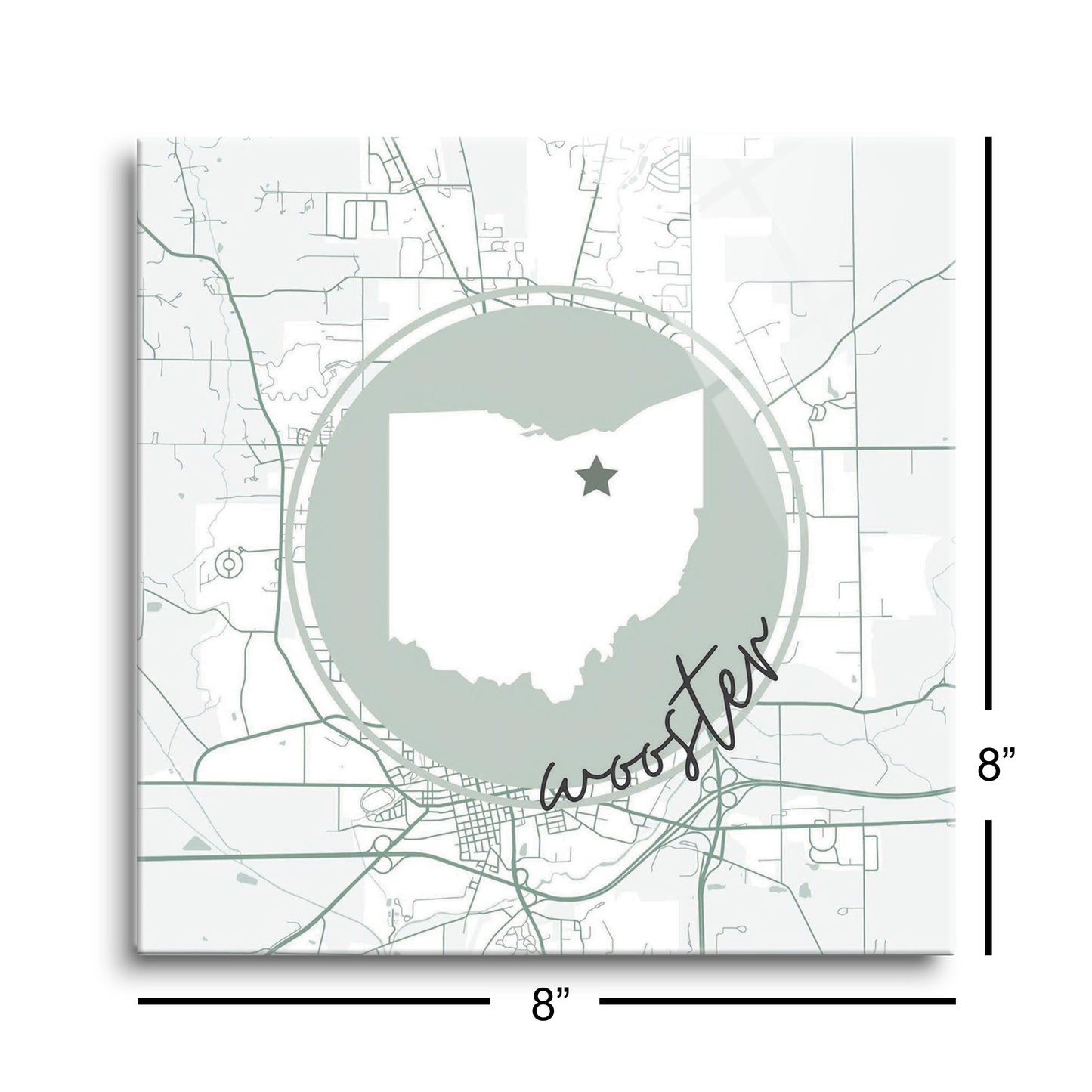 Vintage Groove State Star Map Ohio Wooster | Hi-Def Glass Art | Eaches | Min 2