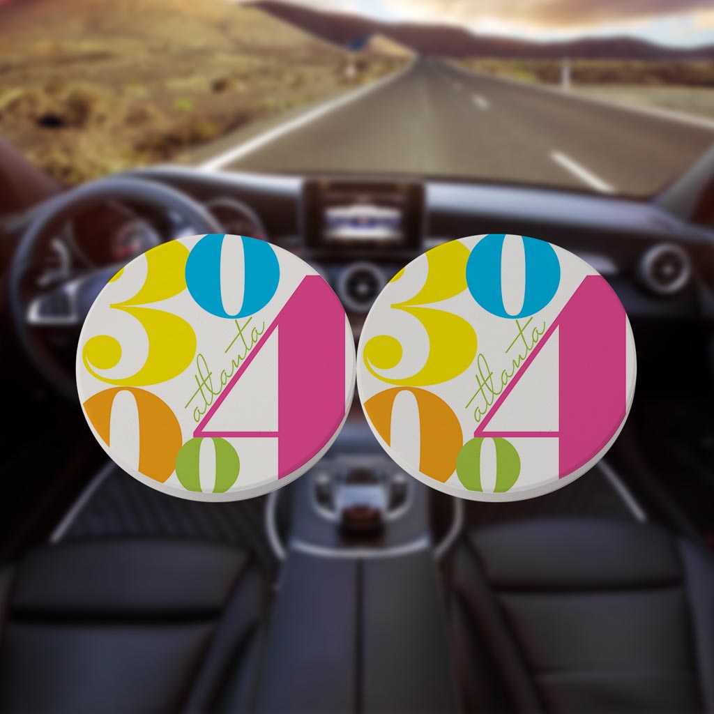 Bright Modern Color Block City Zip Georgia Atlanta | Absorbent Car Coasters | Set of 2 | Min 4