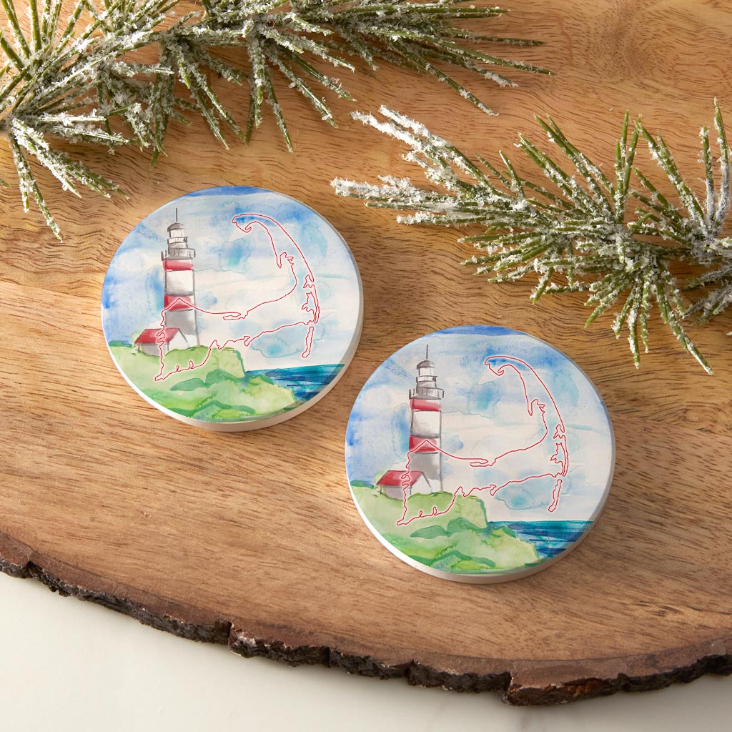 Watercolor Lighthouse| Absorbent Car Coasters | Set of 2 | Min 4