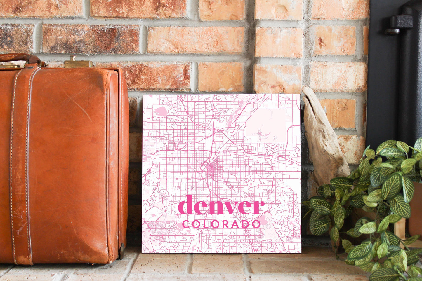 Bright Modern Pink Map Colorado Denver | Wood Sign | Eaches | Min 2