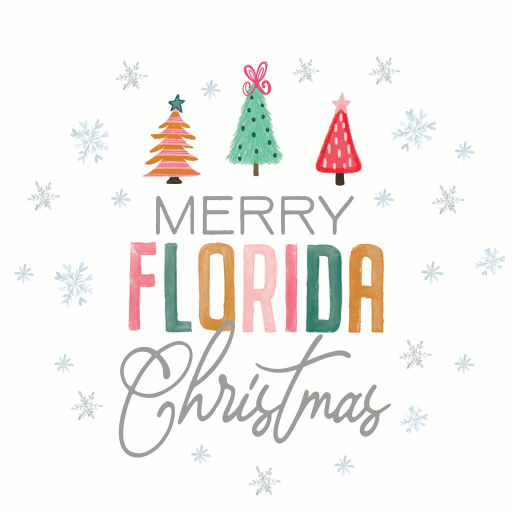6" Round Ornament-Whimsy Wonderland Bright Merry Florida Christmas -1