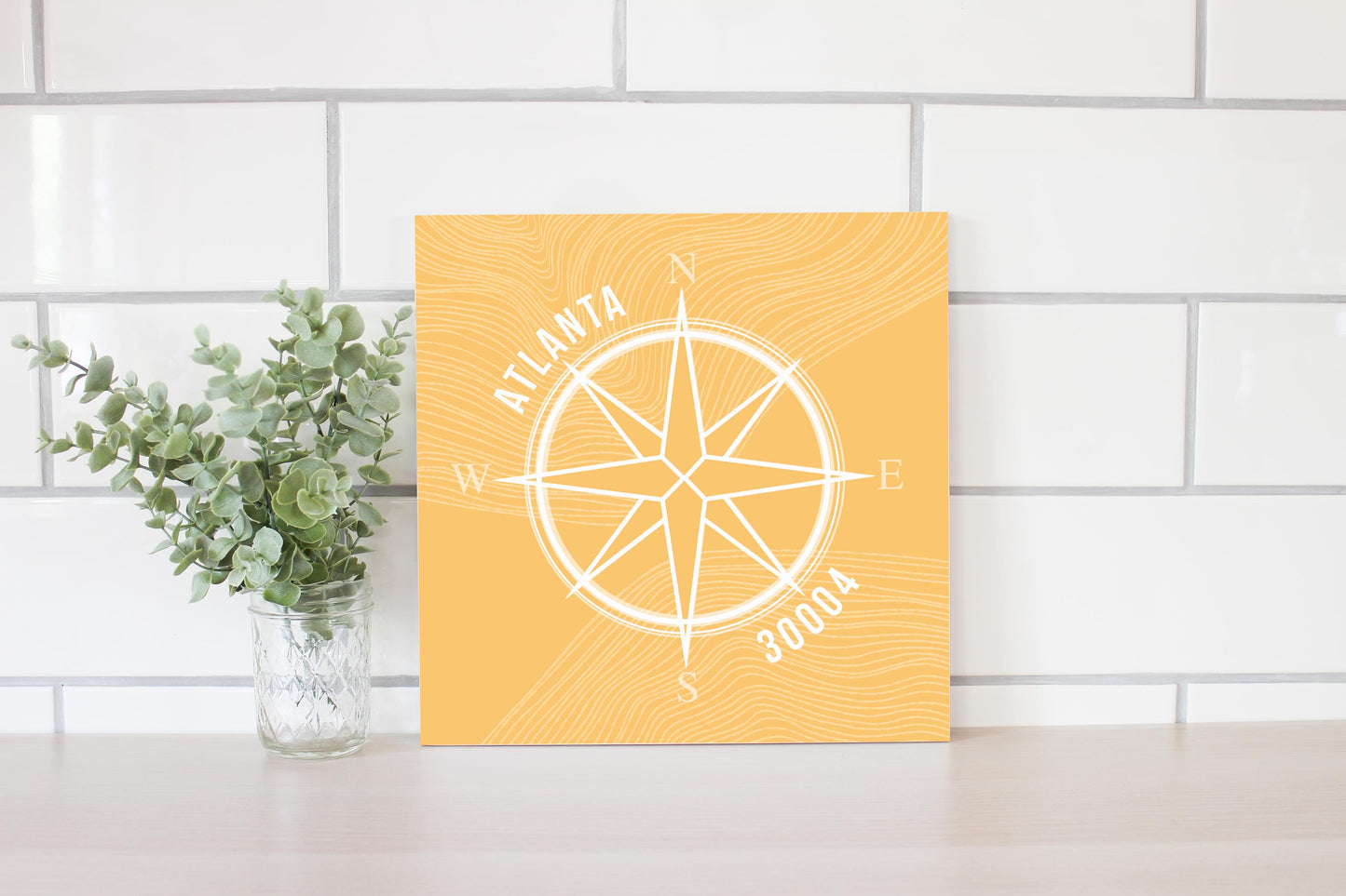 Boho Color Compass Zip On Yellow Georgia Atlanta | Wood Sign | Eaches | Min 2