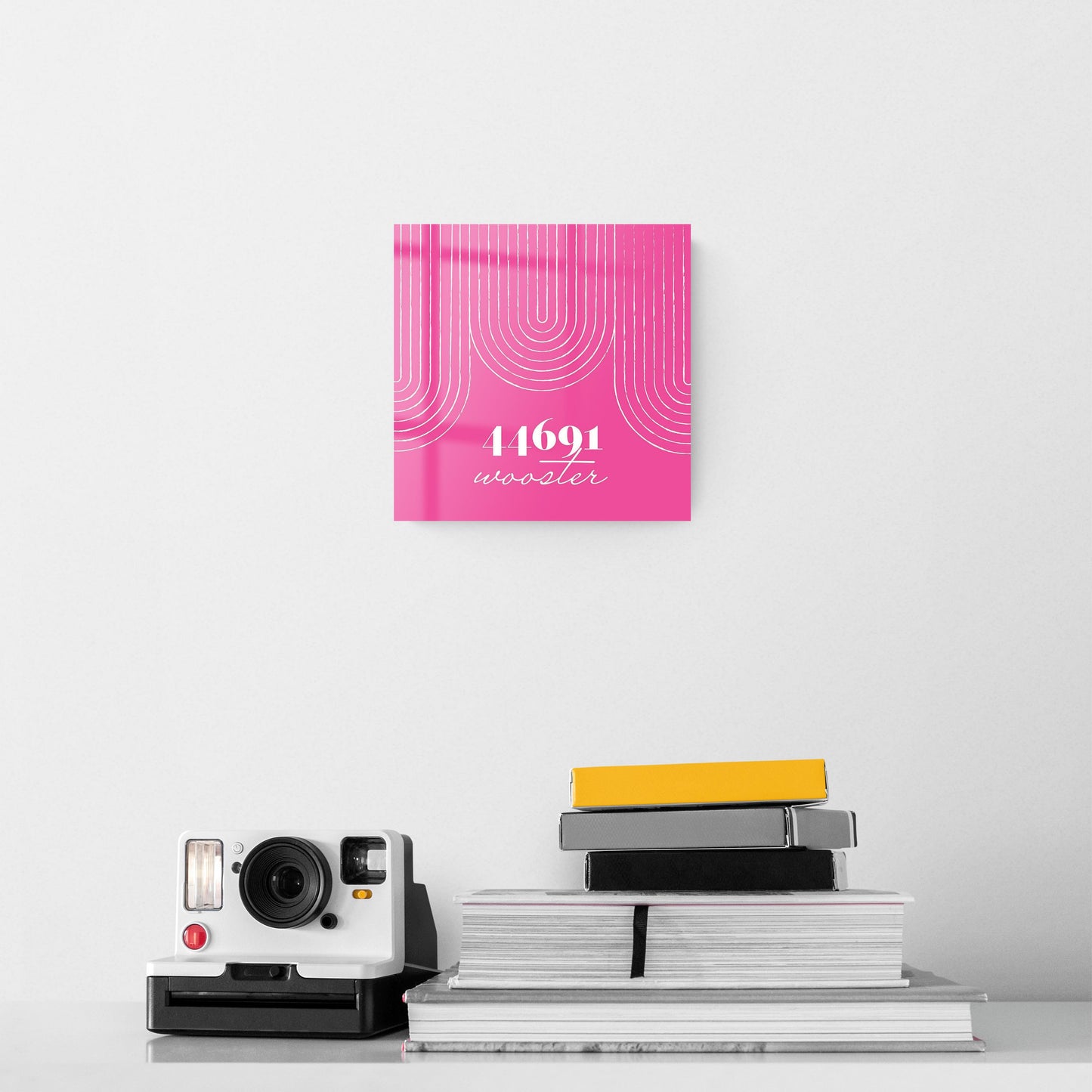 Bright Modern City Zip On Pink Ohio Wooster | Hi-Def Glass Art | Eaches | Min 2