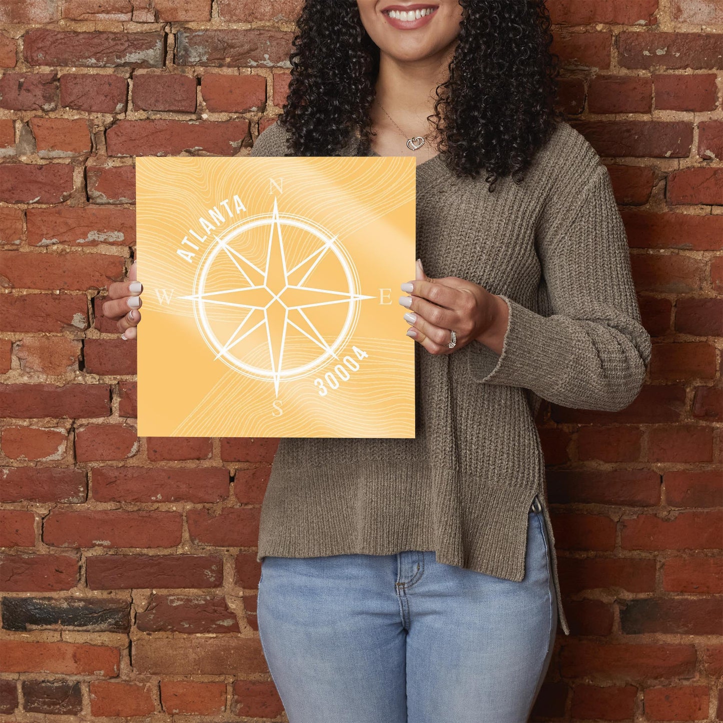 Boho Color Compass Zip On Yellow Georgia Atlanta | Hi-Def Glass Art | Eaches | Min 1