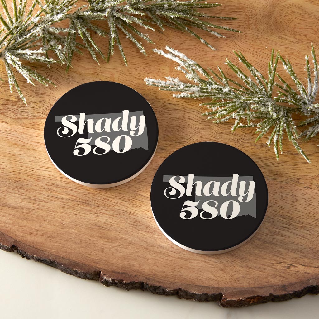 Minimalistic B&W Ardmore Ok Shady 580 Black| Absorbent Car Coasters | Set of 2 | Min 4
