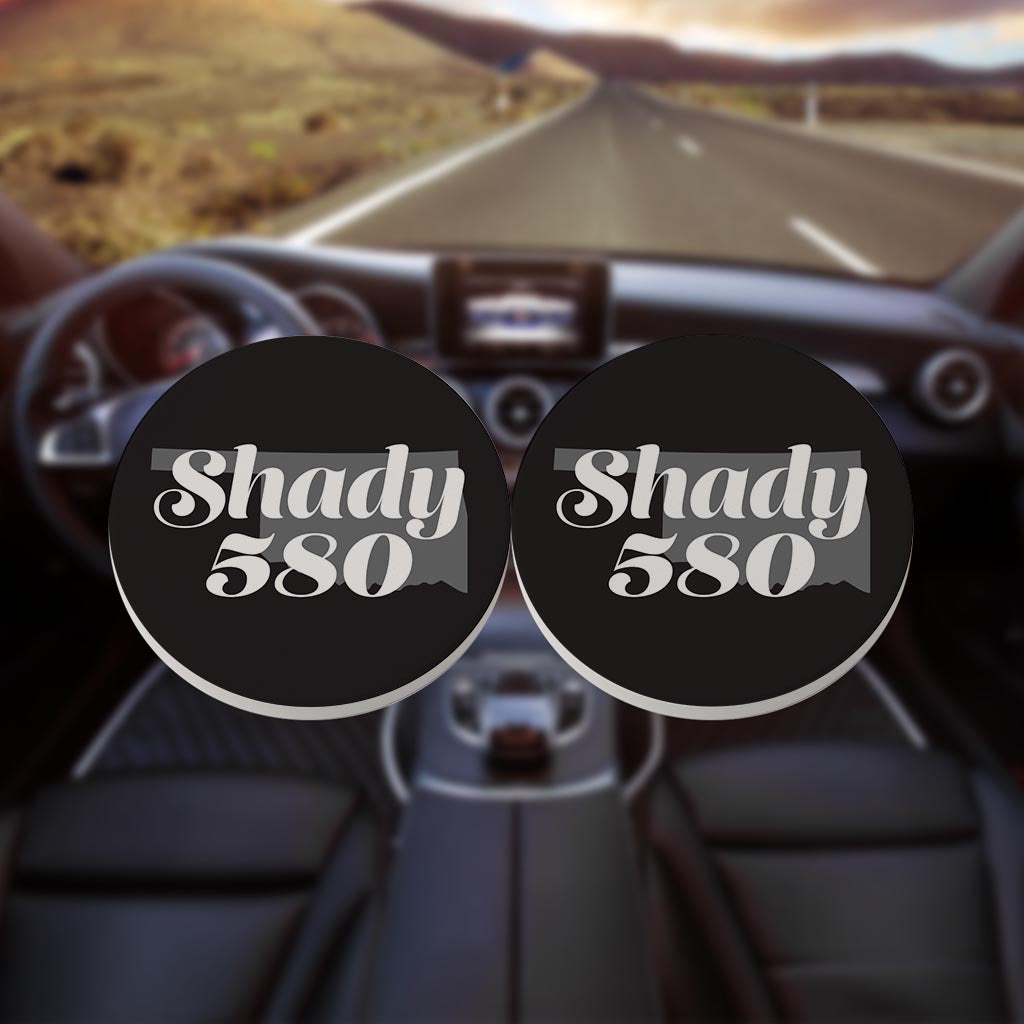 Minimalistic B&W Ardmore Ok Shady 580 Black| Absorbent Car Coasters | Set of 2 | Min 4
