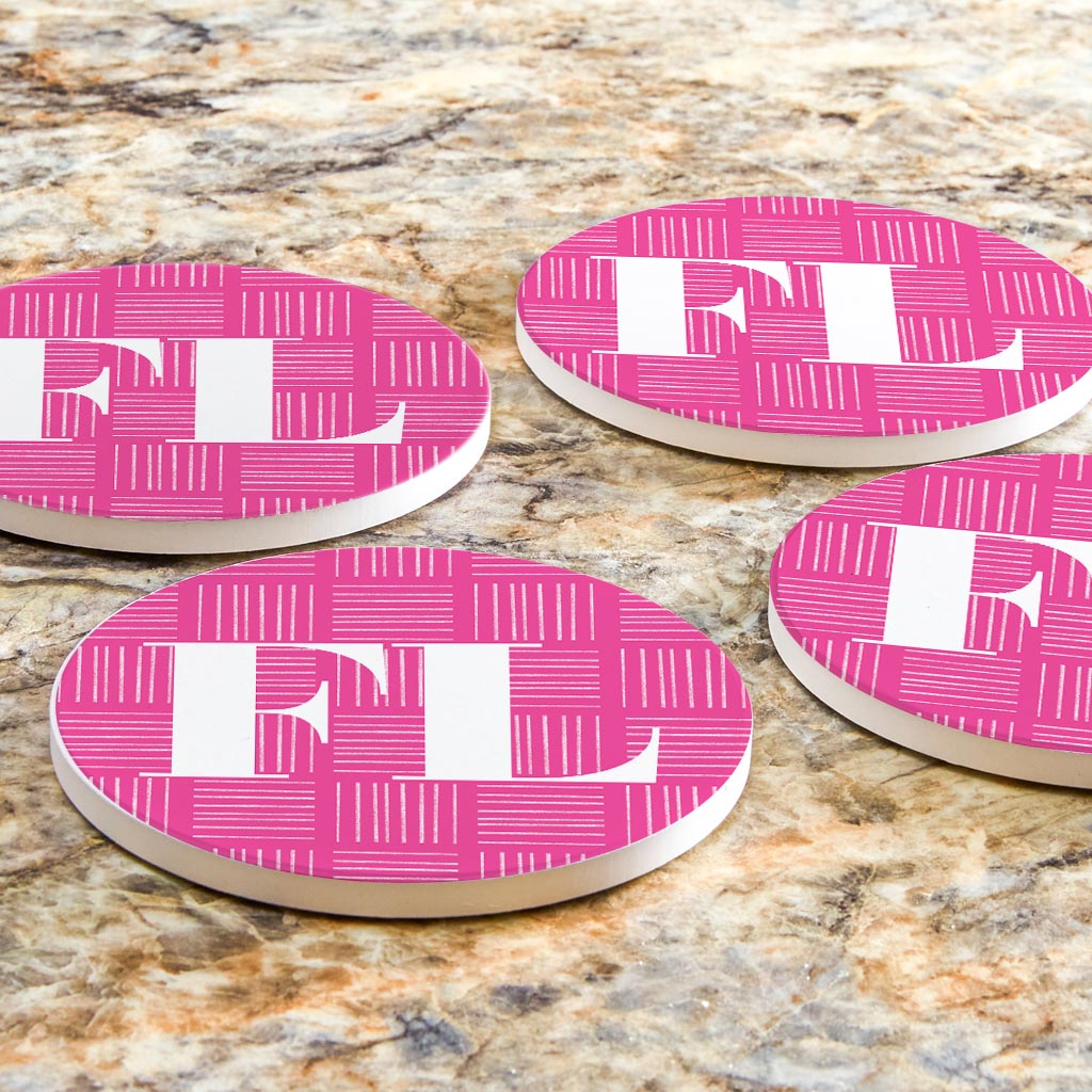 Bright Modern Abbreviated On Pink Florida | Absorbent Coasters | Set of 4 | Min 2