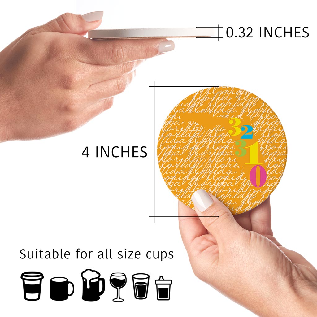 Bright Modern State Script Orange Florida Tallahassee | Absorbent Coasters | Set of 4 | Min 2