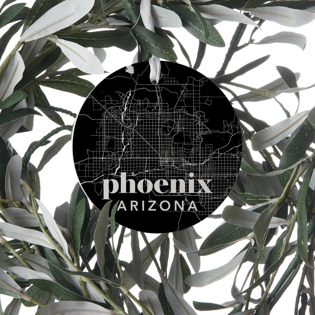 Black And White Black Map Arizona Phoenix| Wood Ornament | Eaches | Min 6