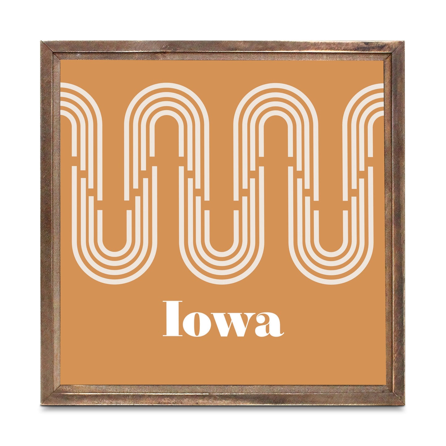 Vintage Groove Yellow Wave Lines Iowa | Wood Sign | Eaches | Min 1
