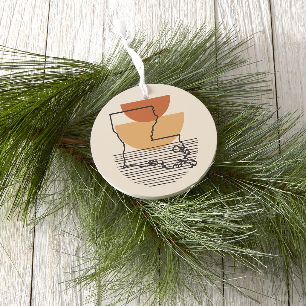 Vintage Groove Shape Stack Louisiana | Wood Ornament | Eaches | Min 6