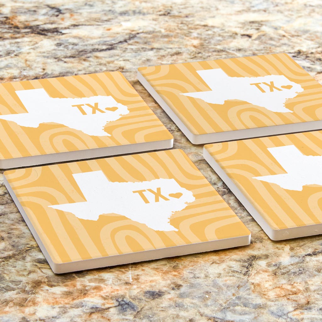 Boho Color Heart State on Yellow Texas