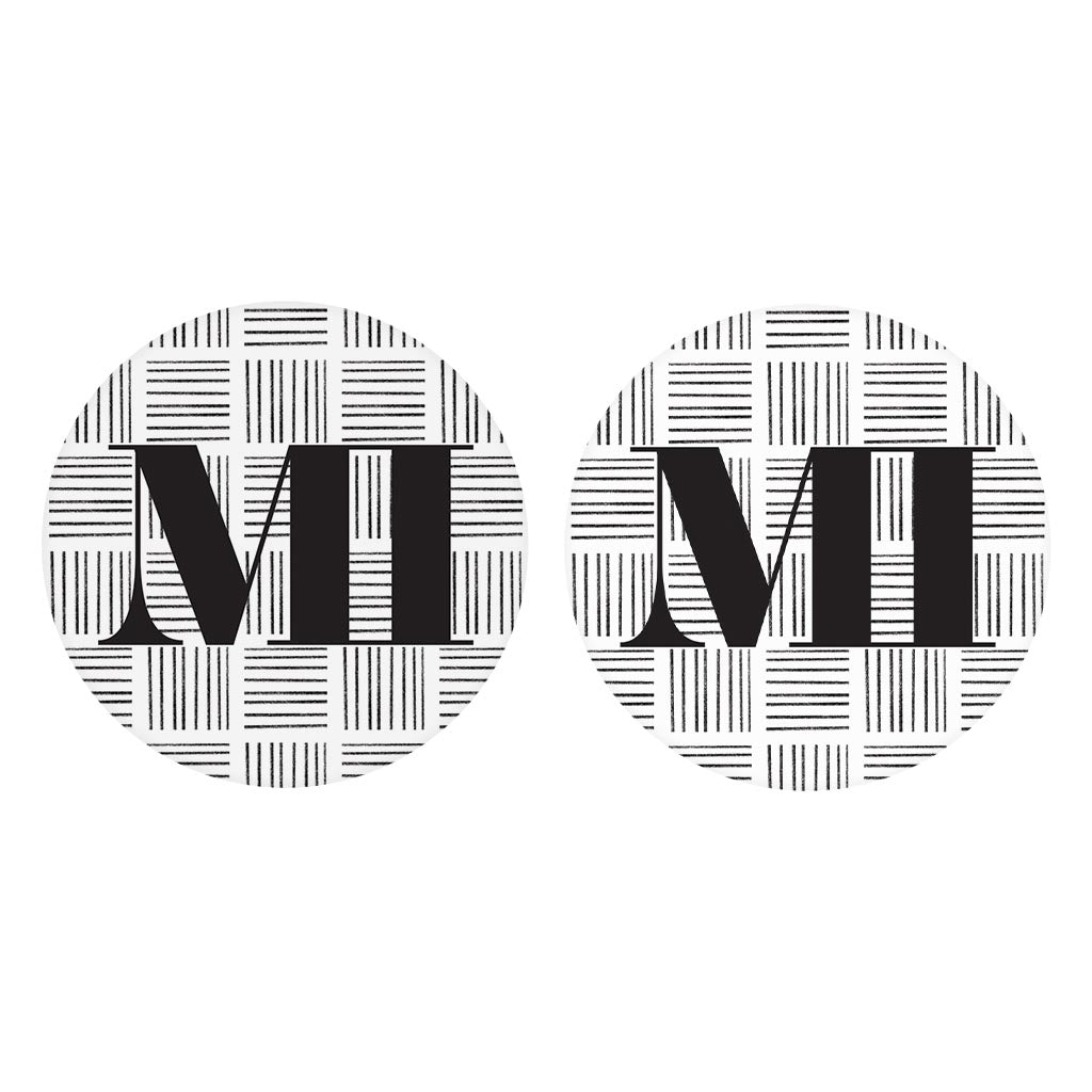 Black And White Abbreviated On White Michigan| Absorbent Car Coasters | Set of 2 | Min 4