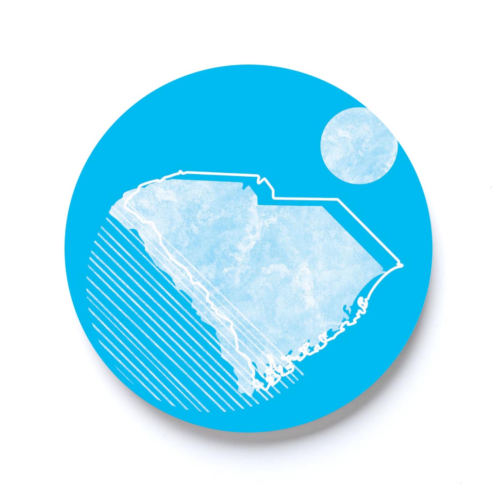 Bright Modern Geometric on Blue South Carolina | 2.65x2.65