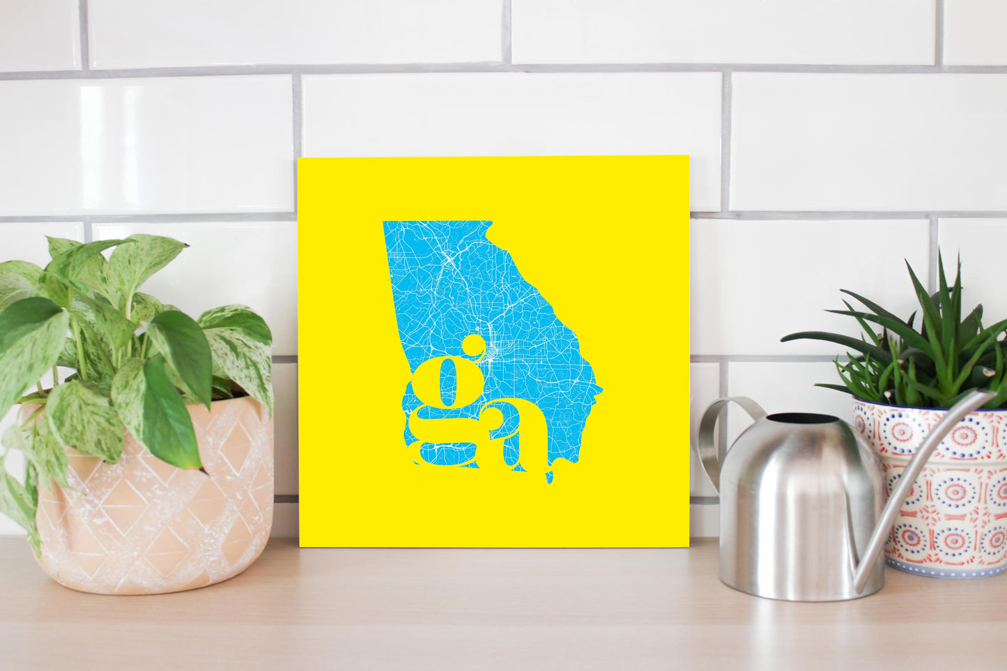 Bright Modern Abbreviated State Yellow Georgia | Wood Sign | Eaches | Min 2