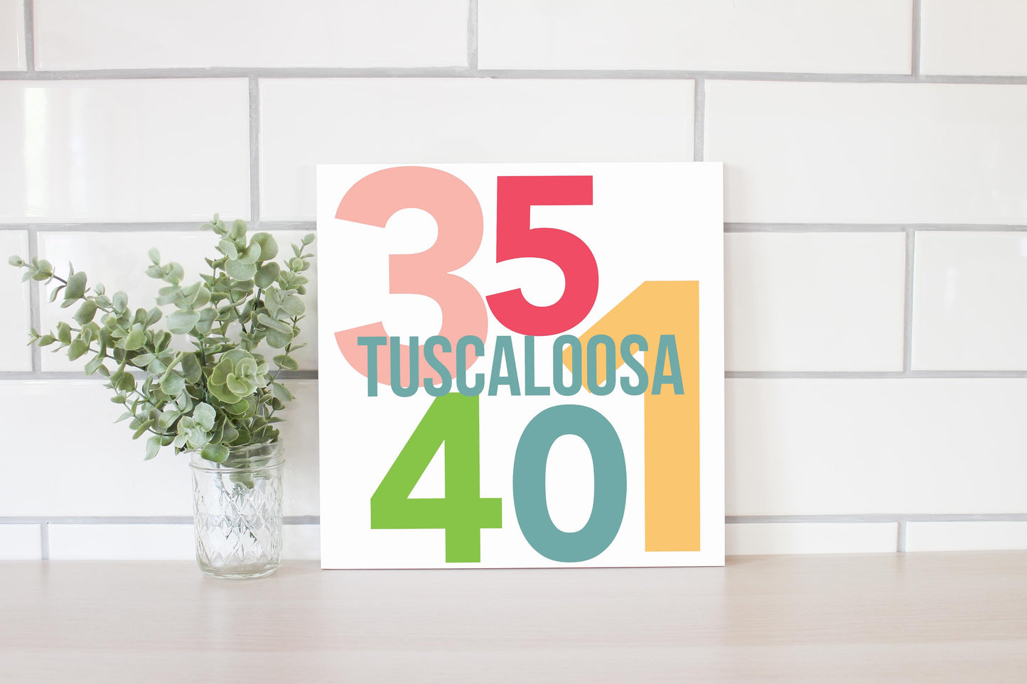 Boho Color Color Block City Zip Alabama Tuscaloosa | Wood Sign | Eaches | Min 2