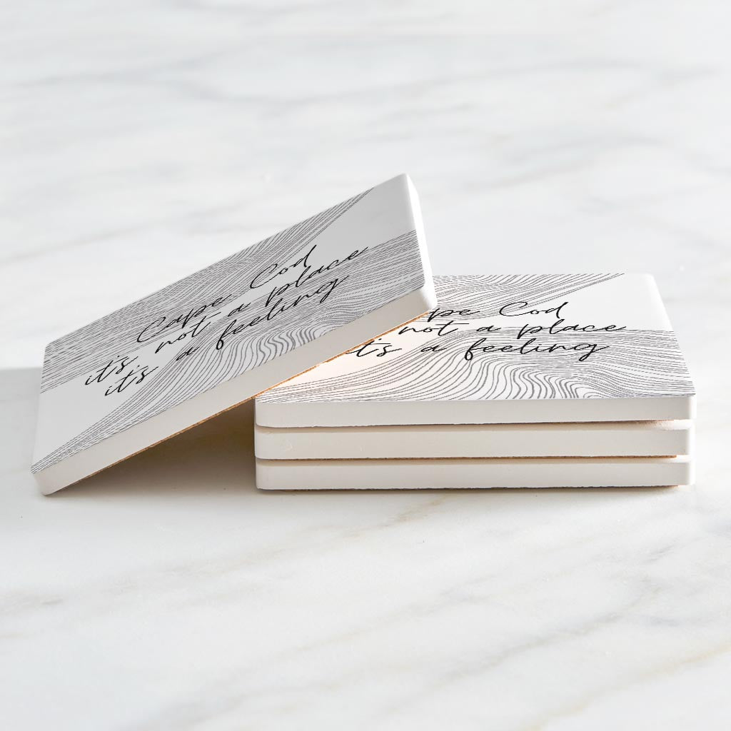 Minimalistic B&W Cape Cod A Feeling | Absorbent Coasters | Set of 4 | Min 2