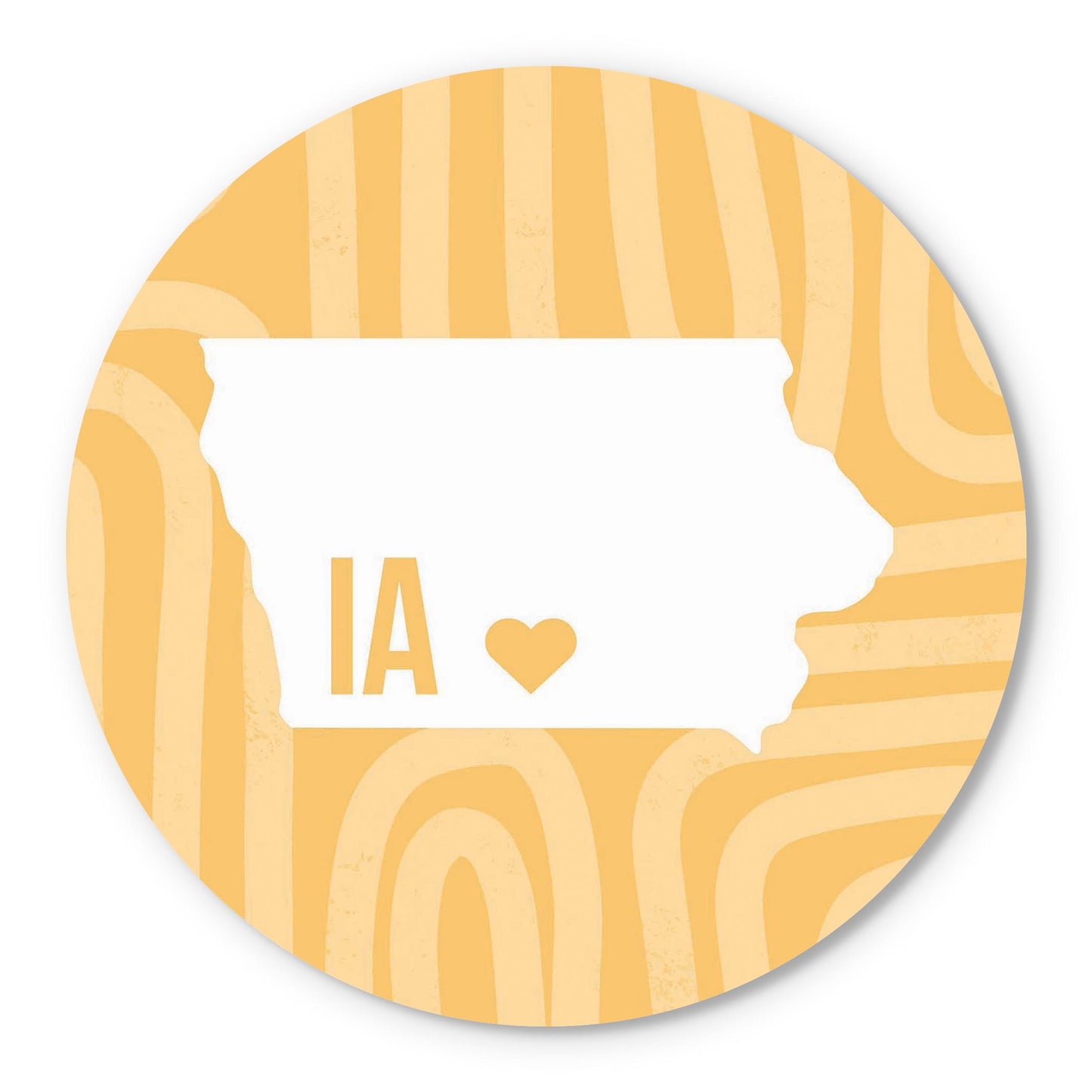Boho Color Heart State On Yellow Iowa | Wood Sign | Eaches | Min 1