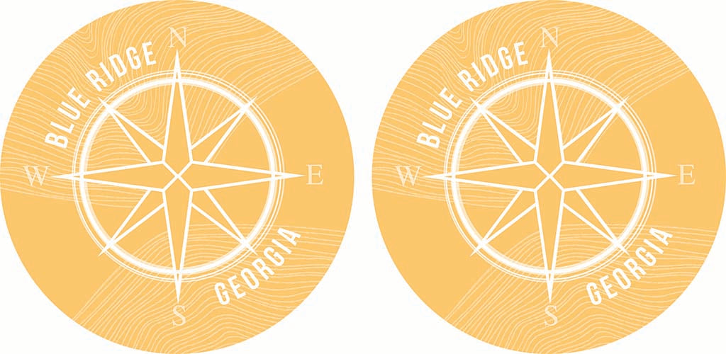 Car Coaster 2-Set-Boho Yellow Compass Blue Ridge Georgia -4