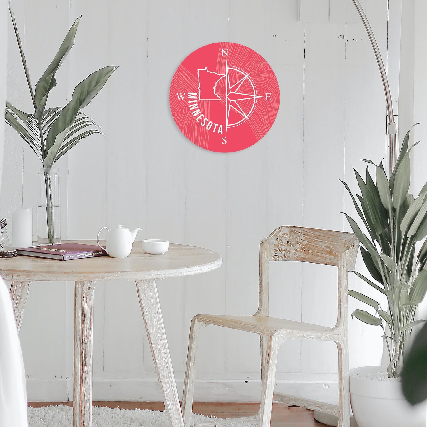 Boho Color Compass State On Pink Minnesota | Wood Sign | Eaches | Min 1