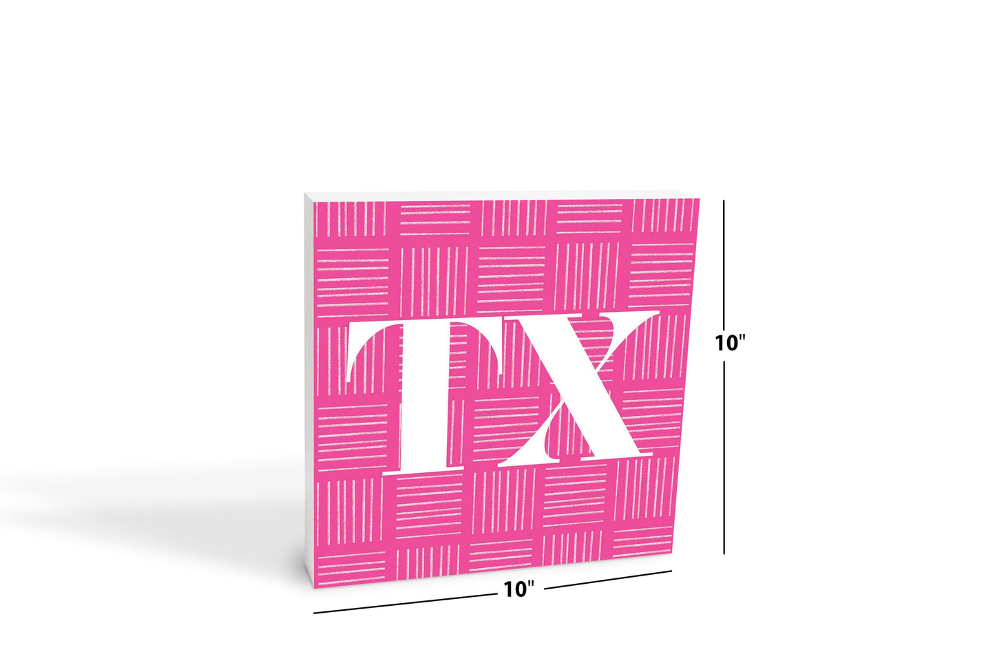 Bright Modern Abbreviated On Pink Texas | Wood Block | Eaches | Min 2