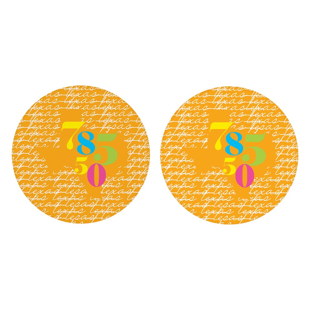 Bright Modern State Script Orange Texas Harlingen | Absorbent Car Coasters | Set of 2 | Min 4