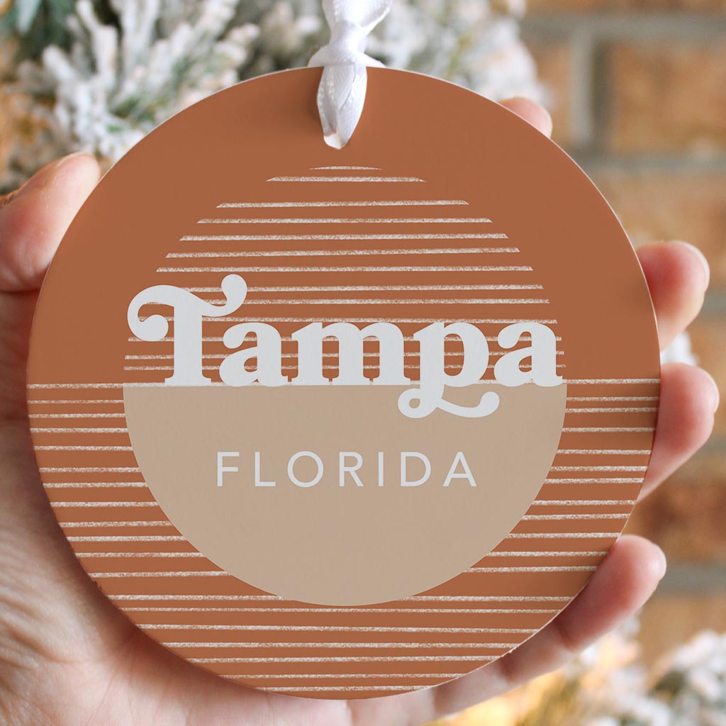 Vintage Groove Half Circle Lines Florida Tampa | Wood Ornament | Eaches | Min 6