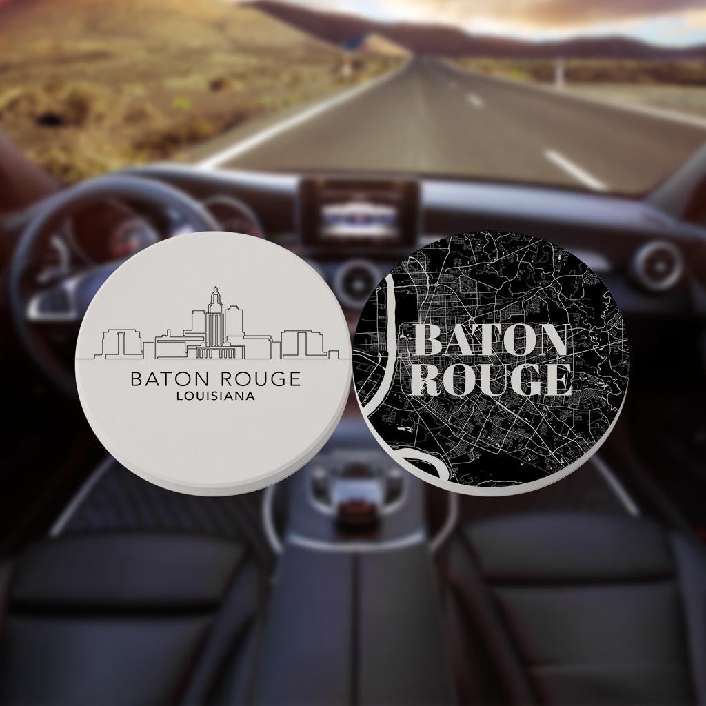 Minimalistic Baton Rouge Set | Absorbent Car Coasters | Set of 2 | Min 4