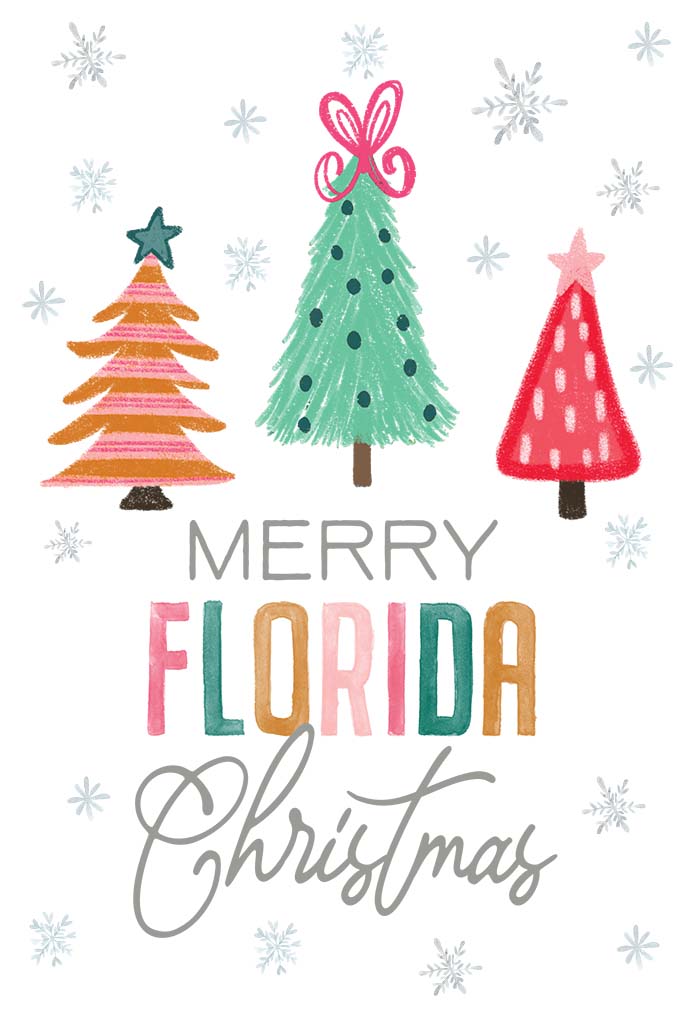 Cotton Tea Towel White-Whimsy Wonderland Bright Merry Florida Christmas -5