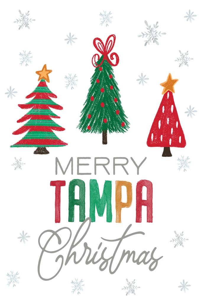 Cotton Tea Towel White-Whimsy Wonderland Traditional Merry Tampa Christmas -5