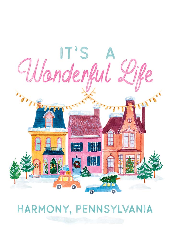 Cotton Tea Towel White-It's A Wonderful Life Harmony Pennsylvania -5