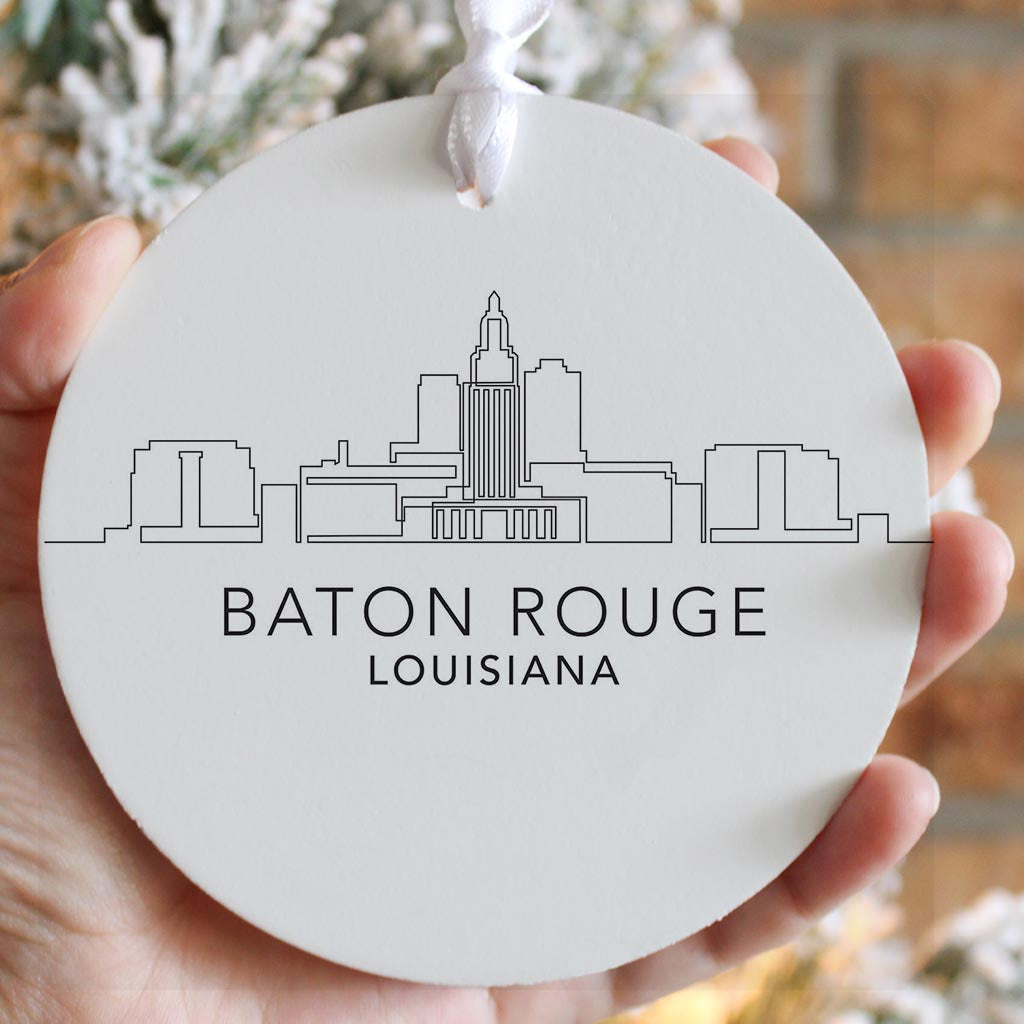 Minimalistic Baton Rouge Skyline | Wood Ornament | Eaches | Min 6