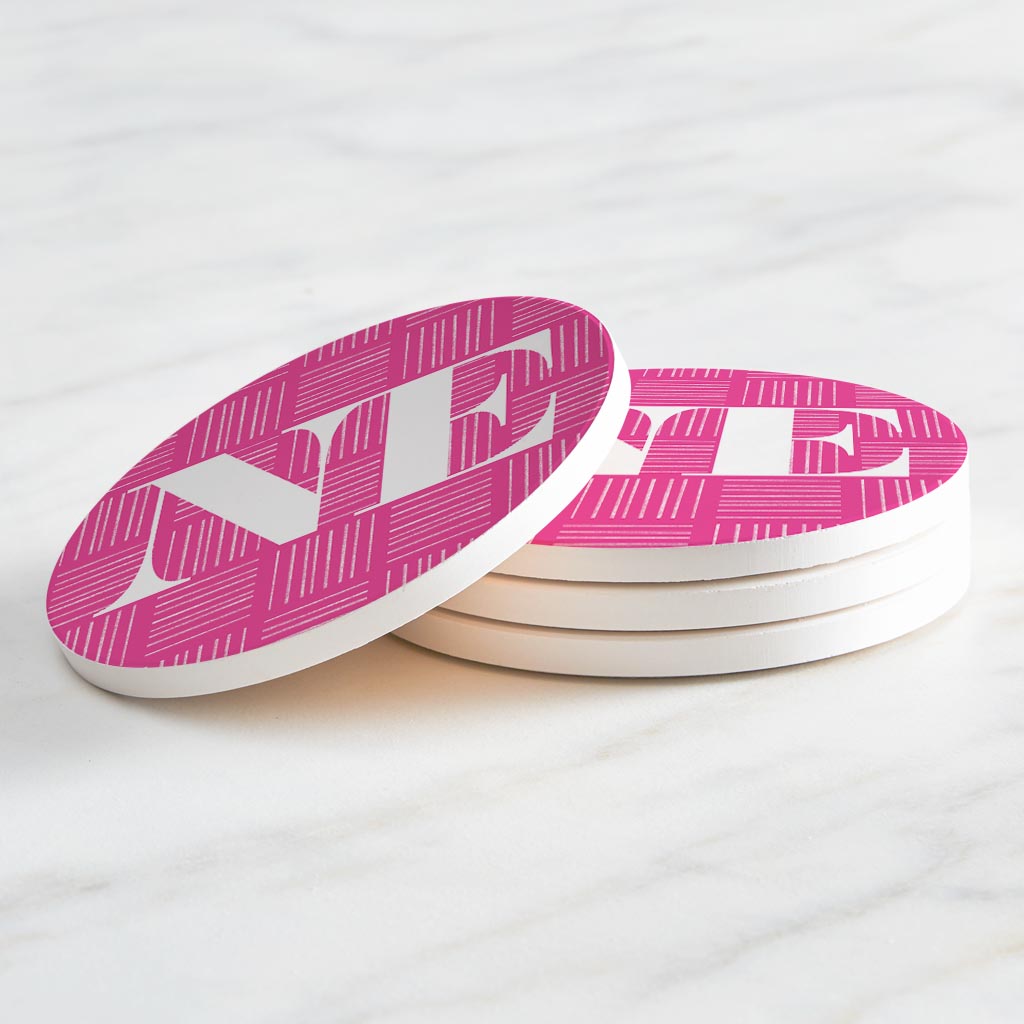 Bright Modern Abbreviated On Pink Nebraska | Absorbent Coasters | Set of 4 | Min 2
