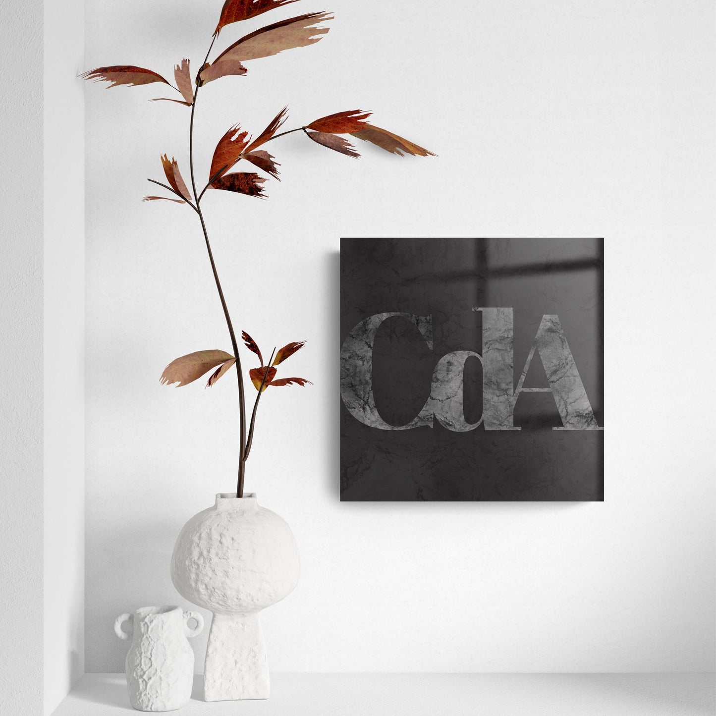 Minimalist B&W Idaho Cda Black Initials | Hi-Def Glass Art | Eaches | Min 2